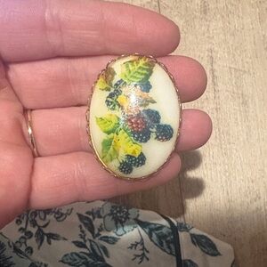 Elegant Gold and Cream Berry Brooch